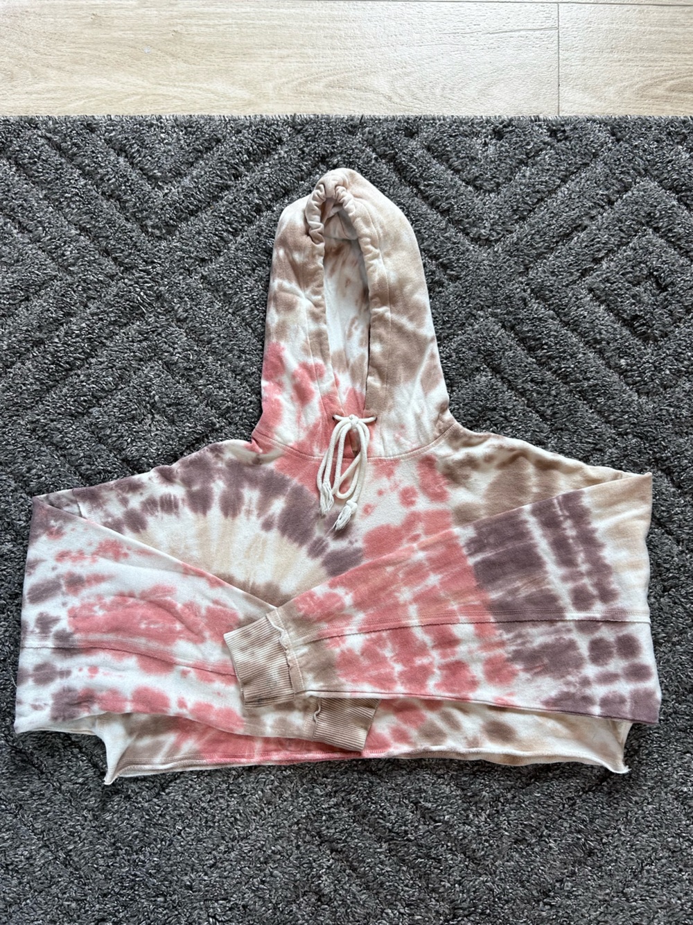 Aeropostale Pink & Brown Tie-Dye Pullover Hoodie